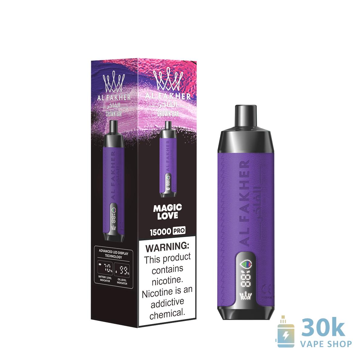 "AlFakher Crown Bar 15000 Pro" vienkartinė vape | 15 tūkst. įkvėpimų, įkraunama per USB-C