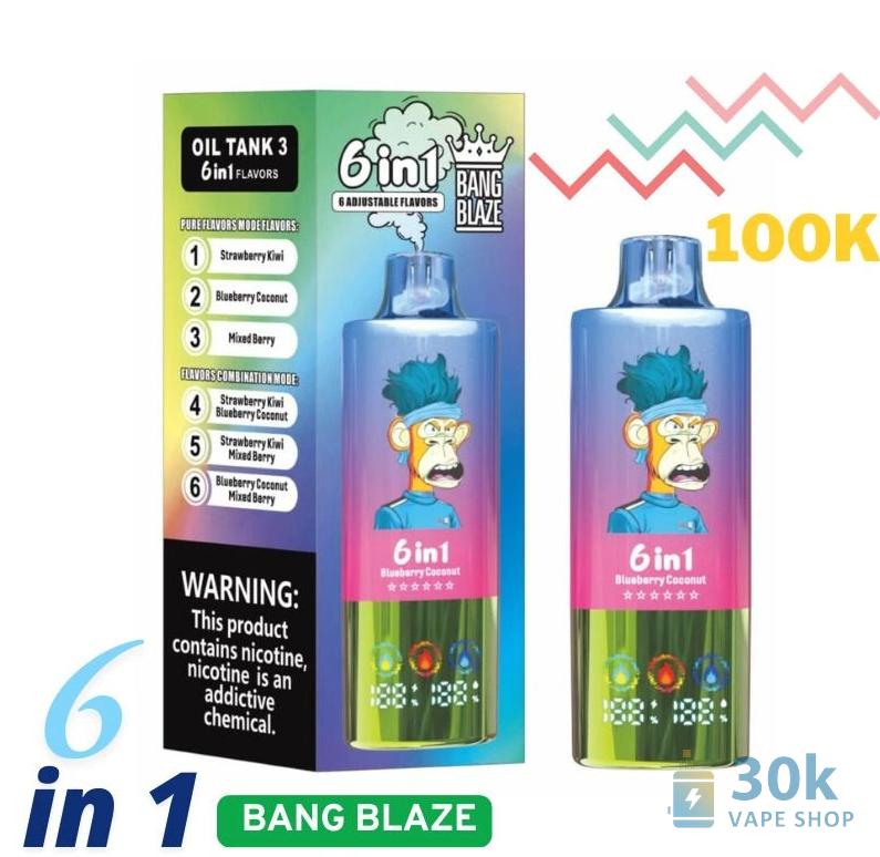 Bang Blaze 100K Puffs Disposable Vape - Triple Tank with 6 Flavors - зображення 4