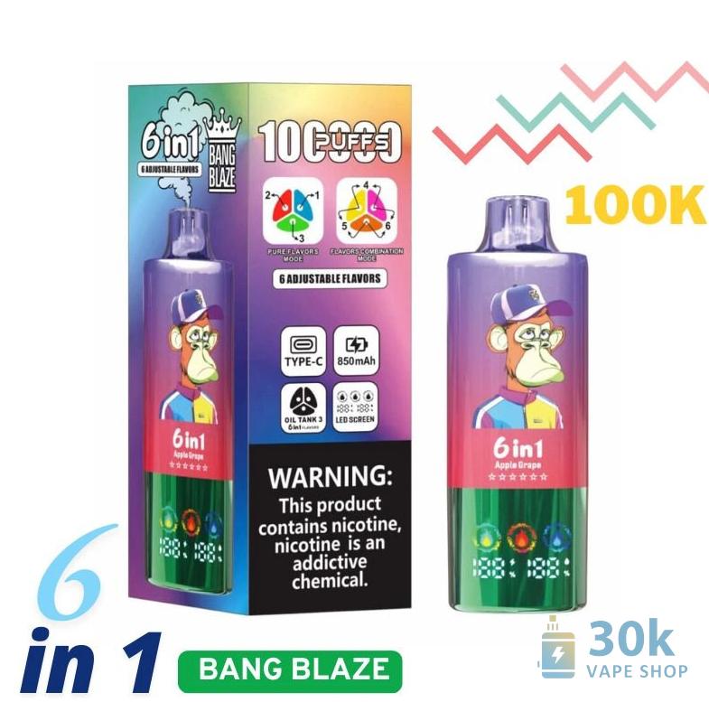 Bang Blaze 100K Puffs Disposable Vape - Triple Tank with 6 Flavors - зображення 2
