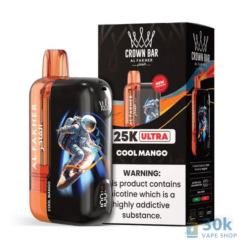 Crown Bar Al Fakher Ultra 25000 Puffs Disposable Vape - 5% Nicotine & 20 Flavors - Obrázek 2