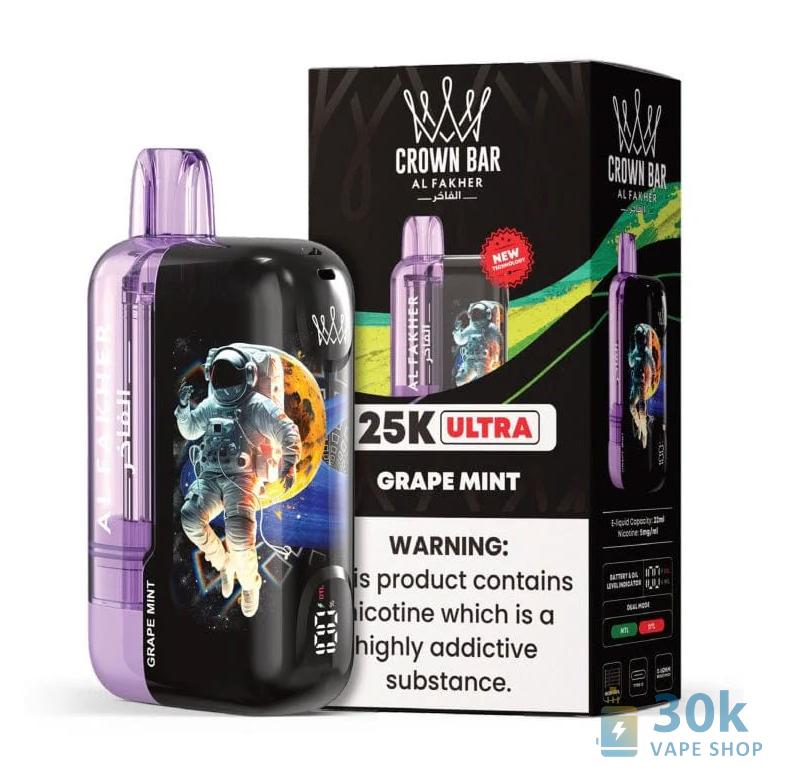 Crown Bar Al Fakher Ultra 25000 Puffs Disposable Vape - 5% Nicotine & 20 Flavors - Obrázek 6