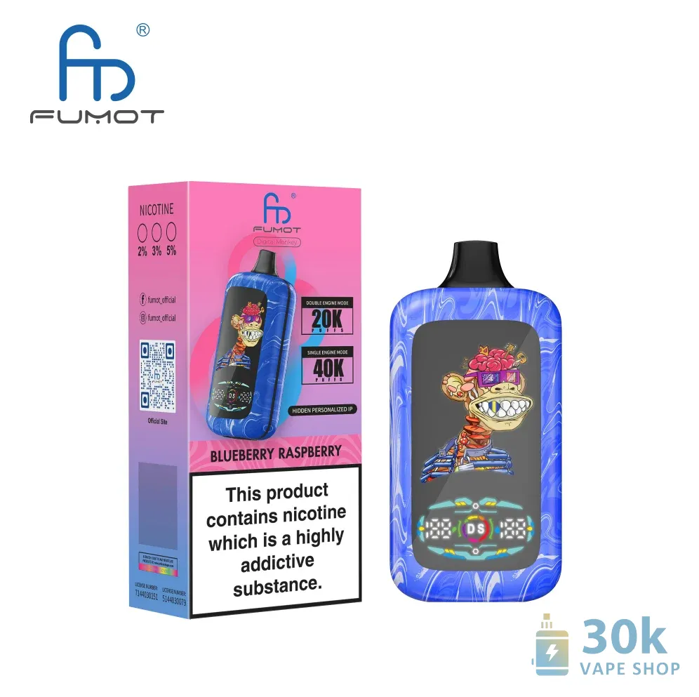 Fumot Digital Monkey Disposable Vape: 20K/40K Puffs, Dual Engine & Flavors - Vaizdas 5