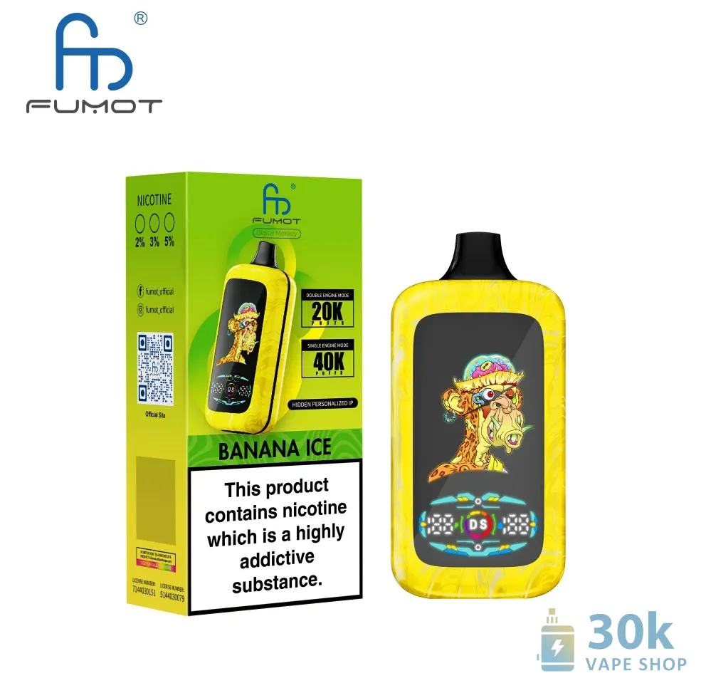 Fumot Digital Monkey Disposable Vape: 20K/40K Puffs, Dual Engine & Flavors - Vaizdas 4