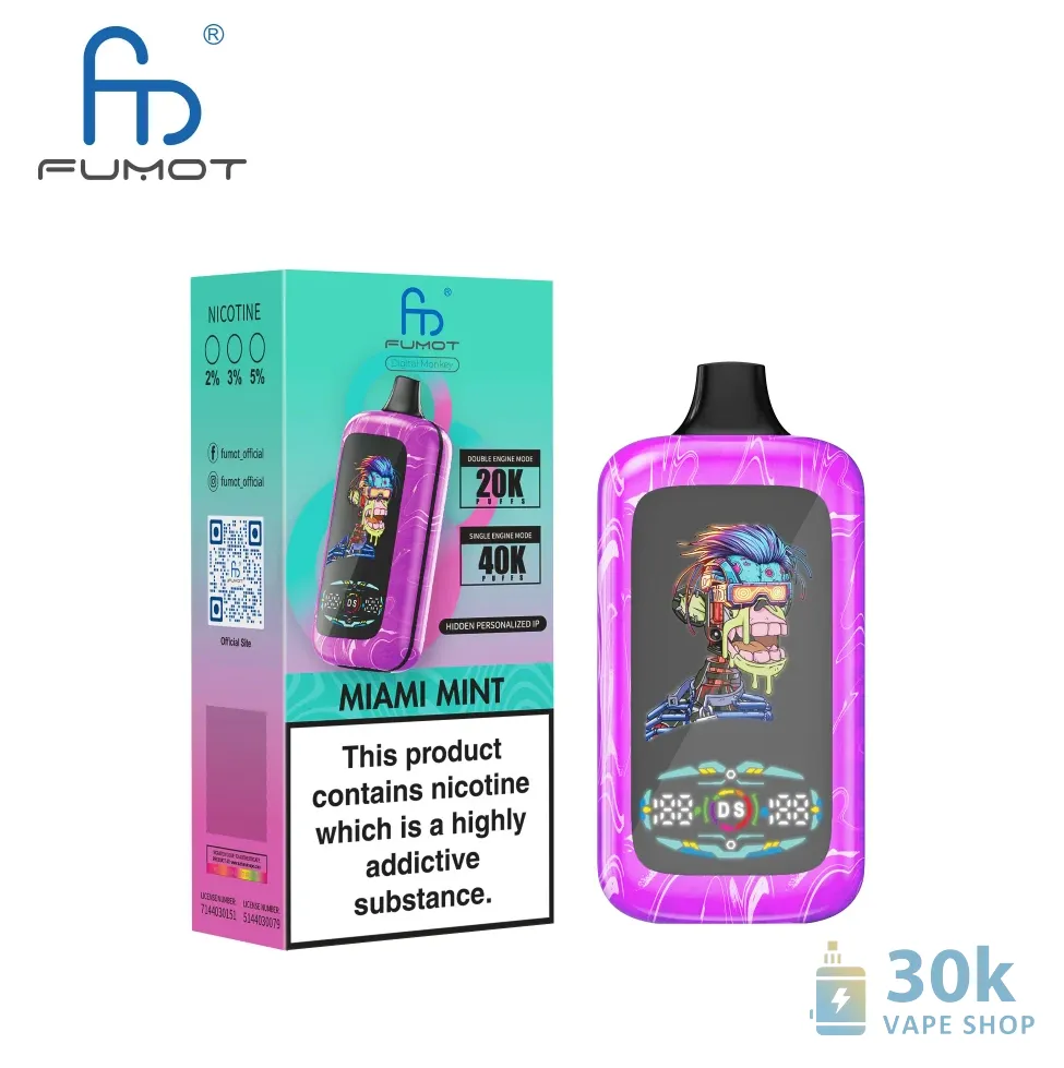 Fumot Digital Monkey Disposable Vape: 20K/40K Puffs, Dual Engine & Flavors - Vaizdas 2