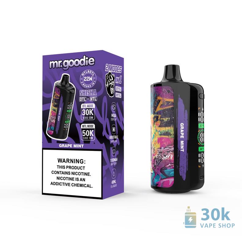 Mr. Goodie SHISHA Disposable Vape - Dual Mode 30K/50K Puffs, 40ml Capacity - Obrázek 2