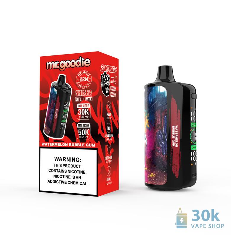 Pan Goodie SHISHA Vape na jedno použití - duální režim 30K/50K Puffs, kapacita 40ml