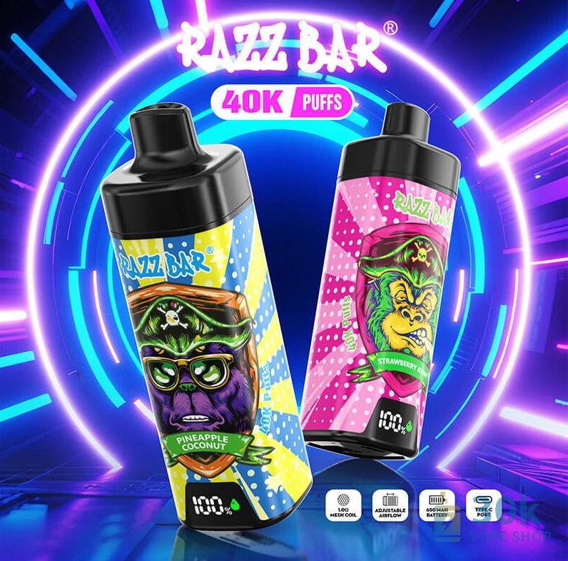 Razz Bar 40K Disposable Vape - 40000 Puffs, 16 Flavors & Rechargeable - Vaizdas 4
