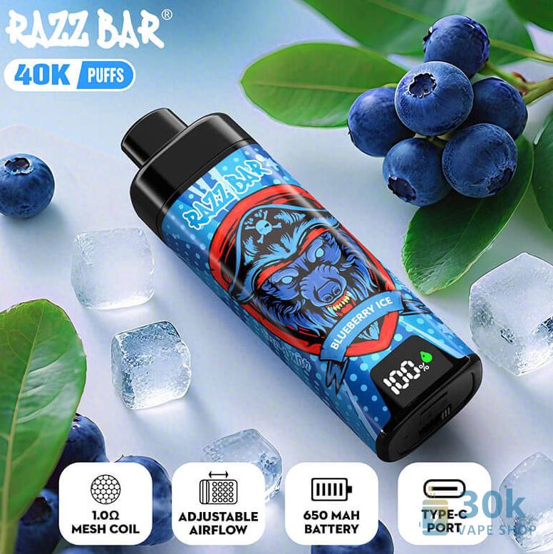 Razz Bar 40K Disposable Vape - 40000 Puffs, 16 Flavors & Rechargeable - Vaizdas 2