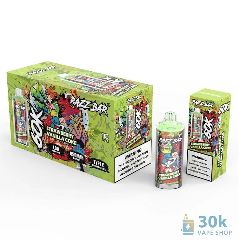 Razz Bar 60K Puffs Disposable Vape - 60,000 Puffs, 16 Flavors, Type-C Charge - Pilt 2