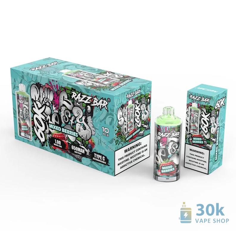 Razz Bar 60K Puffs Disposable Vape - 60,000 Puffs, 16 Flavors, Type-C Charge - Pilt 4