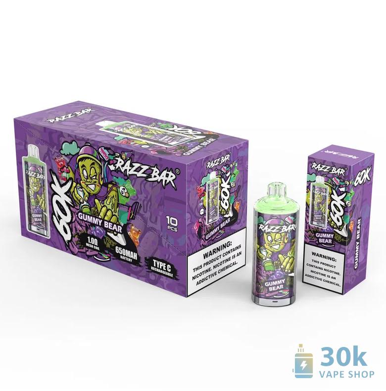 Razz Bar 60K Puffs Disposable Vape - 60,000 Puffs, 16 Flavors, Type-C Charge - Pilt 6