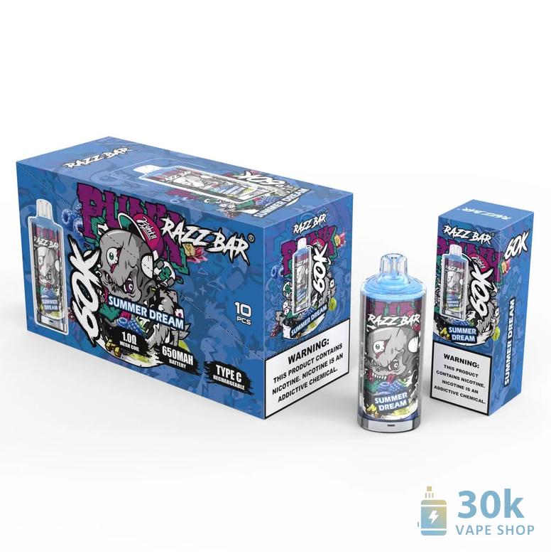 Razz Bar 60K Puffs Disposable Vape - 60,000 Puffs, 16 Flavors, Type-C Charge - Pilt 3