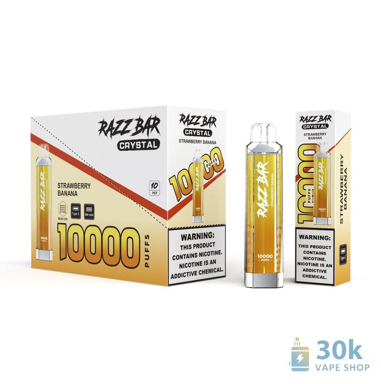 Razz Bar Crystal 10000 Puffs Disposable Vape | Salt Nicotine 0%/2% | Rechargeable - Obraz 3