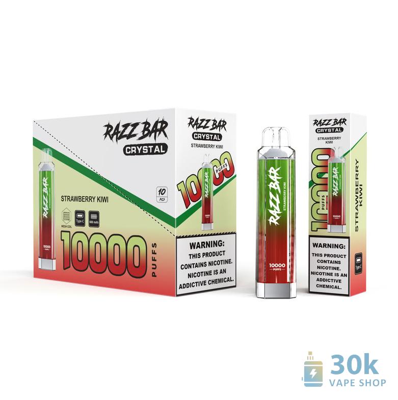 Razz Bar Crystal 10000 Puffs Disposable Vape | Salt Nicotine 0%/2% | Rechargeable - Obraz 6
