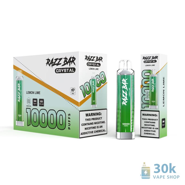 Razz Bar Crystal 10000 Puffs Disposable Vape | Salt Nicotine 0%/2% | Rechargeable - Obraz 2