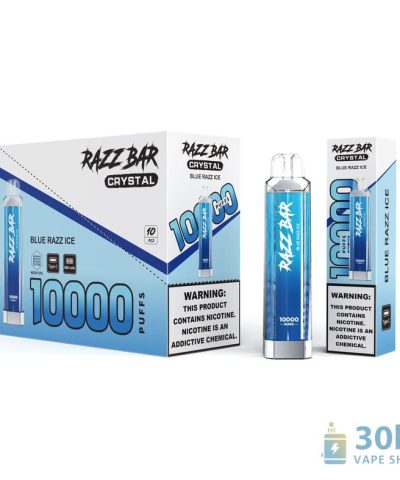 Razz Bar Crystal 10000 Puffs Vape μίας χρήσης | Αλάτι νικοτίνης 0%/2% | Επαναφορτιζόμενη