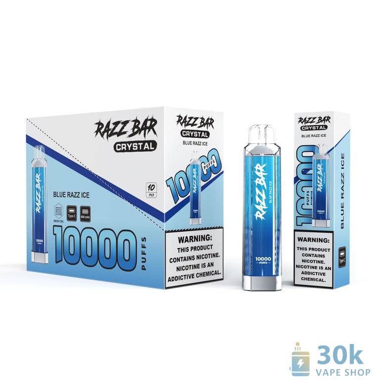 Razz Bar Crystal 10000 Puffs Jednorazowy Vape | Sól Nikotynowa 0%/2% | Akumulator