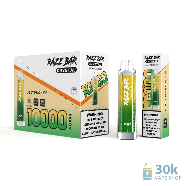 Razz Bar Crystal 10000 Puffs Disposable Vape | Salt Nicotine 0%/2% | Rechargeable - Obraz 4