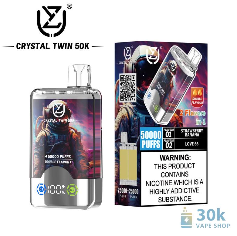Uzy CRYSTAL TWIN 50000 Disposable Vape - 50K Puffs, Dual Flavor, Rechargeable - зображення 3