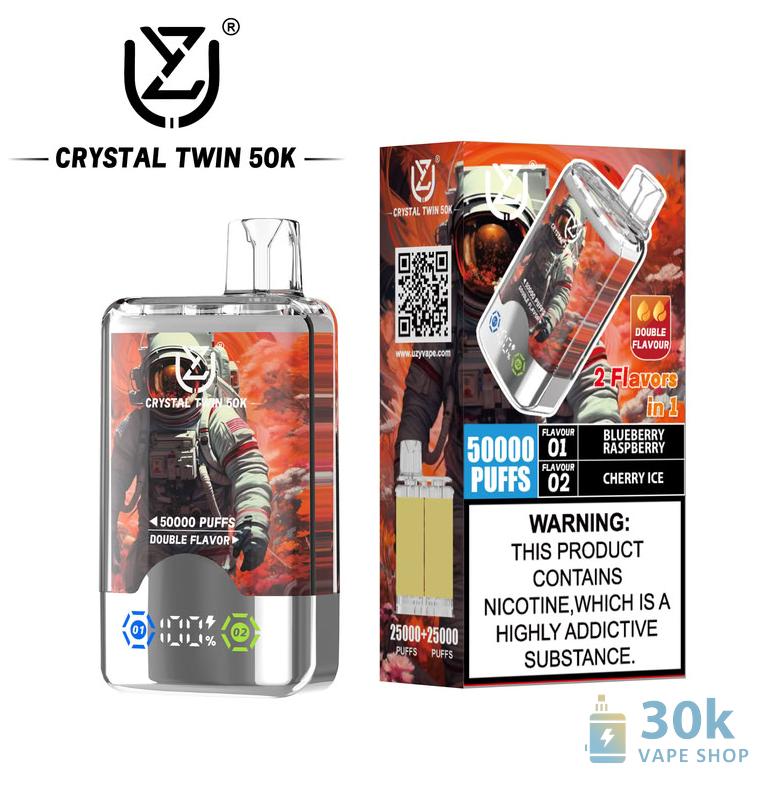 Uzy CRYSTAL TWIN 50000 Disposable Vape - 50K Puffs, Dual Flavor, Rechargeable - зображення 4