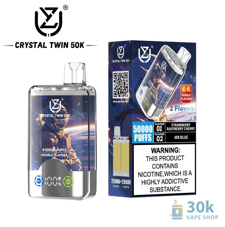 Uzy CRYSTAL TWIN 50000 Disposable Vape - 50K Puffs, Dual Flavor, Rechargeable - зображення 5
