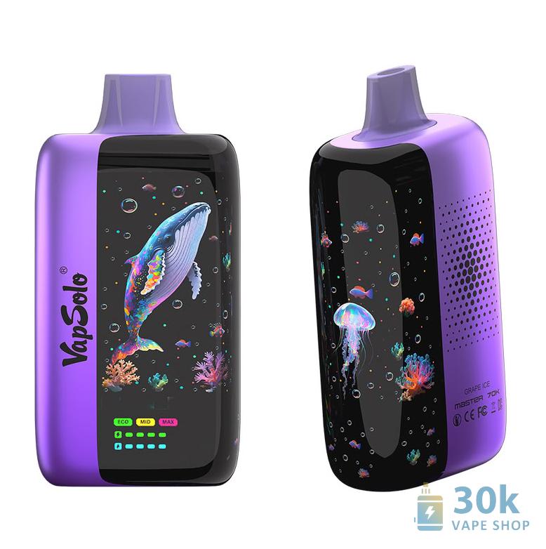 Vapsolo Master 70K Vape μίας χρήσης: 70.000 σφηνάκια, διπλή σπείρα πλέγματος, ρυθμιζόμενη ροή αέρα